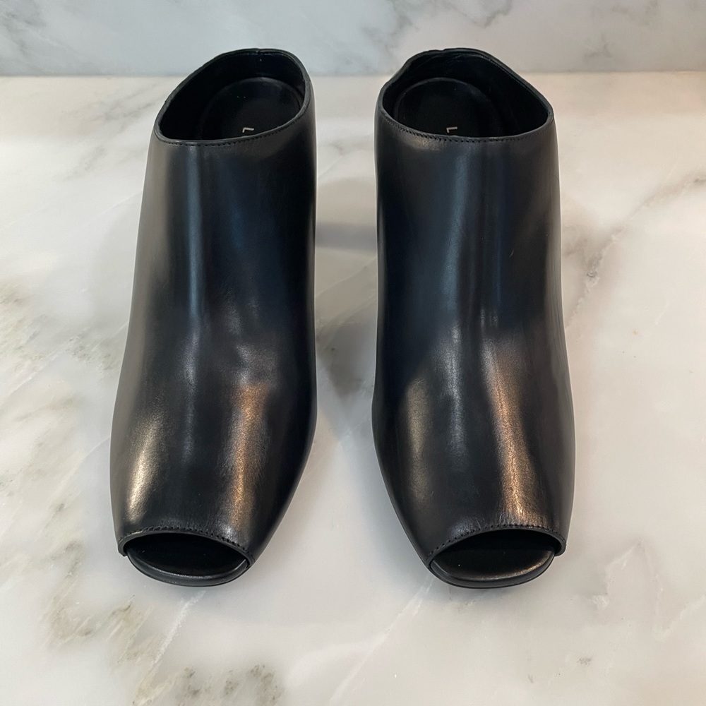 Longchamp black open toed mules